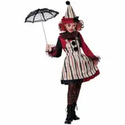 Clever Clown Vintage Horror Joker Evil Jester Scary Halloween Girls Costume