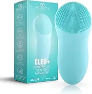 Project E Beauty CLEO+ Sonic Facial Cleanser | Waterproof Silicon Deep Cleansing Exfoliating Brush USB Rechargeable Wireless Portable Face Cleanser Travel Lift Firm Skin Care Treatment Device Massager