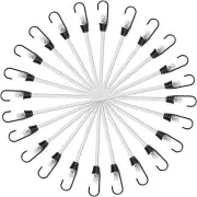 9 inch Mini Short White Bungee Cords with Hooks 12 Pcs
