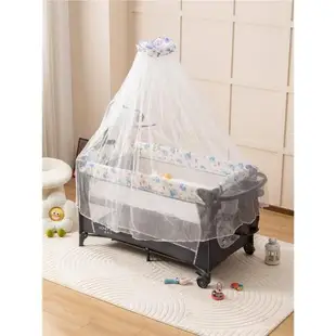 嬰兒床可折疊多功能bb寶寶搖籃床便攜式移動圍欄床新生兒拼接大床