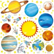 DS-8007 Planets in the Space Kids Wall Stickers Wall Decals Peel and Stick Remov