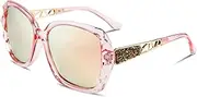 [FEISEDY] Trendy Oversized Polarised Sunglasses for Women, Sparkling Composite Shiny Frame UV400 Protection B2289