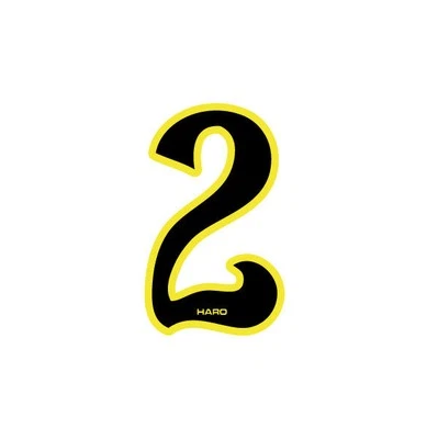 Haro - Early plate number #2 decal - Black Yellow - Old school bmx