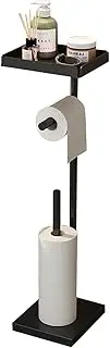 Loxiia Toilet Paper Holder Stainless Steel, Foldable Toilet Roll Storage with Heavy Base, Bathroom Light Luxury Double Rod Roll Paper Holder Vertical Toilet Paper Hanger Double Rod Tissue Holder