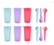 Tupperware Mini Tumblers and Spoons Set 175ml Mini Party Play Set Containers New