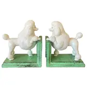 Cast Iron White Poodle Dog Bookends