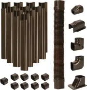 W 16.1Ft L Brown Line Set Cover Kit for Mini Split Air Conditioners Decorative P