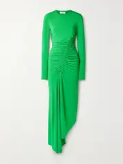 [A.L.C.] A.L.C. - Adeline Ruched Asymmetric Stretch-jersey Midi Dress - Green - large large Green