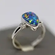 14K Symmetrical Diamonds Australian Opal Ring