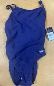Speedo Women's One-Piece Swimsuit - Navy Blue, Size 8/34 NWT