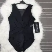Miraclesuit Illusionist sheer mesh panel slimming swimsuit size 10 black