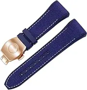 [BANDKIT] For Franck Muller V45 Series 28mm Nylon Genuine Leather Silicone Watchband Black Blue Folding Buckle Watch Strap