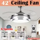 42'' Ceiling Fan with 3 Colors LED Light Retractable Blade and Remote Control Z