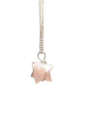 Rose Quartz Merkaba Crystal Pendant Silver Necklace Healing Gemstone Jewellery