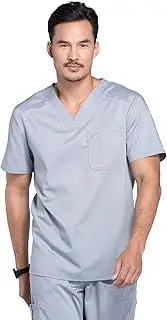[Cherokee] Mens V-Neck Top Short Sleeve Medical Scrubs Shirt - Pink