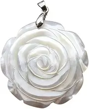 [HXSCOO] Fashion Jewelry White Mother of Pearl Shell Flower Art Pendant Bead