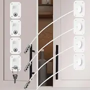 4Pcs Freezer Lock Child Proof Refrigerator Lock with Key Self Adhesive Fridge Lock Combo Child Safe Freezer Door Lock Refrigerator Lock for Cabinets Drawers Ovens Washing Machines 27.6x56mm(White)