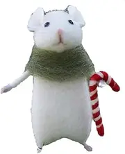 Veulrn 2PCS Halloween Mouse Handmade Wool Felt Christmas Mouse Ornament Needle Felted Pumpkins Animals Decoration D