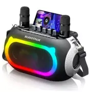 Karaoke Machine for Adults Kids with 2 Wireless Microphones, Space Black