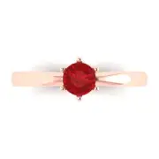 0.5Ct Round Cut Pink Tourmaline Solid Gold Solitaire Engagement Promise Ring