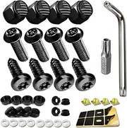 Tuersan Anti Theft License Plate Screws- Black Security Bolts Fasteners for Front Rear Tag Frame Holder, 1/4'' M6 Stainless Steel Car Truck Motorcycle Mounting Hardware Kit- Screws Caps Insert Nuts