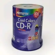 100 Memorex Cool Colors CD-R 48x 700MB 80-Minute Recordable Blank CD Disc Sealed
