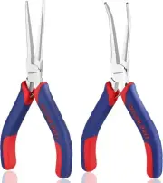 WORKPRO 2-Piece 6" Mini Needle Nose Pliers Set, Long Pliers, Red, Blue