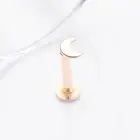 14 Karat Gold Flat Crescent Moon Top Threadless Push-In Flat Back Stud Labret
