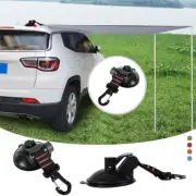 4×Heavy Duty Suction Cup Anchor Tie Downs W/Hooks for Car Mounted Tent Camping
