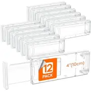 12 Pack Drawer Dividers 4" High, 11-17" Adjustable 4inch (12 Pack) Clear