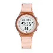 Muslim Azan Watch for Prayer with Qibla Compass Adhan Alarm Hijri Islamic Al Harameen Fajr Time Wristwatch Multi Languages Light Pink White