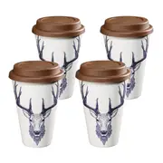 BROWN DEER Set of 4 Coffee Mug