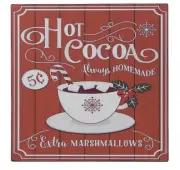 Hot Cocoa Marshmallow Christmas Decor Sign Shelf Sitter Wall Art Ornament 5" x 5