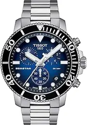 [Tissot] Mens Seastar Ceramic Sport Watch, Silver, Quartz Movement