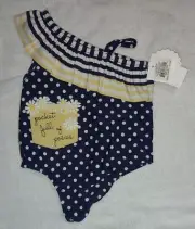 Mud Pie Oopsie Daisy Navy Yellow Swimsuit 0-6M DISCONTINUED