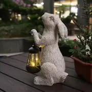 Garden Statues Rabbit with Solar Lights-Bunny Figurine Outdoor Yard Art Gifts