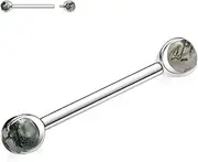 hengkaixuan G23 Titanium Nipple Barbell 14G Threaded Nipple Rings Opal Body Piercing Jewelry for Women