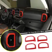 Red Dash AC Air Vent Outlet Cover Trim Accessories For Ford Bronco Sport 21-2024