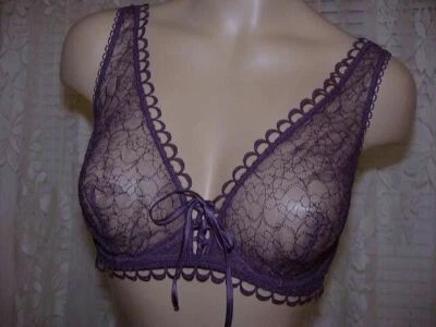 La Perla Noir Collection 34B U-Wire Triangle Bra Purple Sheer