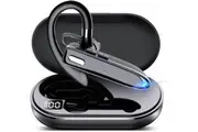 Bluetooth Single wireless Headset Handsfree Earpiece for phone, V5.3 inEar Headphone with Microphone,USBC Charge, Waterproof Earphones for Driving/Business/Office with Android/iOSLaptop black