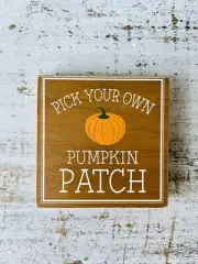 Pick Your Own Pumpkin Patch Square Block 4” Country Farmhouse Fall Decor New