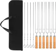 10 Pcs Stainless Steel BBQ Skewer 16 inch Barbecue Skewer Reusable Grilling Stick for Meat(Black,1 Set)