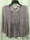 STYLE CO SPLIT-NECK BABYDOLL KNIT TOP TENDER MAUVE XS