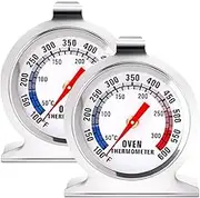2 Pack Oven Thermometers Large Dial Oven Grill Monitoring Cooking Thermometer with Dual-Scale 50-300°C/100-600°F for BBQ Baking, Hooks or Stands Alone Thermometers Durable Steel