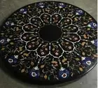 30" Black Marble Side Coffee Table Multi Stone Semi Precious Floral Inlay Arts