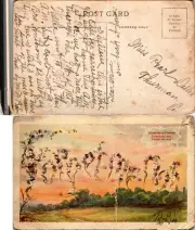 Language of Flowers Postcard Forget-Me-Not Design Field Scene Early 1900s