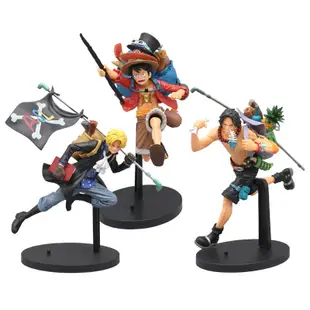 現貨 日本動漫 One Piece 海賊王 路飛 Luffy 薩博 火拳艾斯奔跑三兄弟人偶公仔手辦擺件模型玩具娃娃禮物