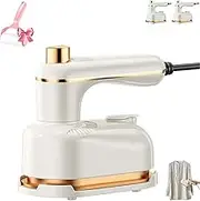Handheld Portable Steam Iron, 2-in-1 Travel Steamer, Rotary Garment Iron, Mini Travel Ironing Machine for Clothes, 180° Swivel Handle, with Anti-Scalding Base, for Home, Hotel, Trips (White)