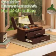 Pocket Knife Display Case Wooden Hunting Knife Collection Display Box Cabinet