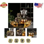 Durable Glass Teapot Set with Stainless Steel Infuser and 6 Cup Ensemble